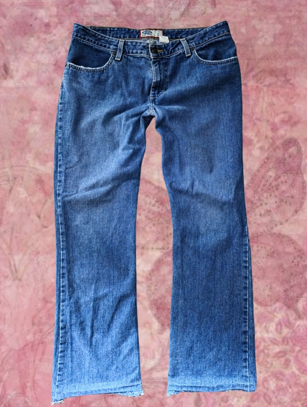 VINTAGE Old Navy Curvy Jeans Size 12 Dark Wash Raw Hem 100% Cotton Grunge